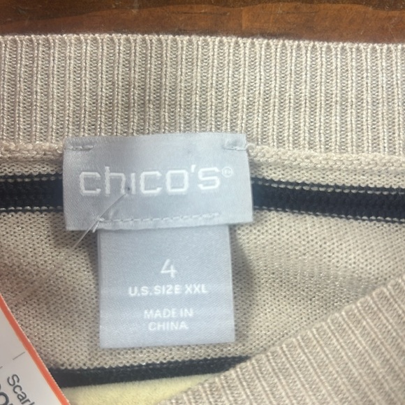 Tan and Navy Striped Sweater - Chicos - Picture 3 of 3